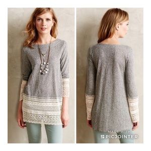 Anthropologie Recessed Lace Sweatshirt
